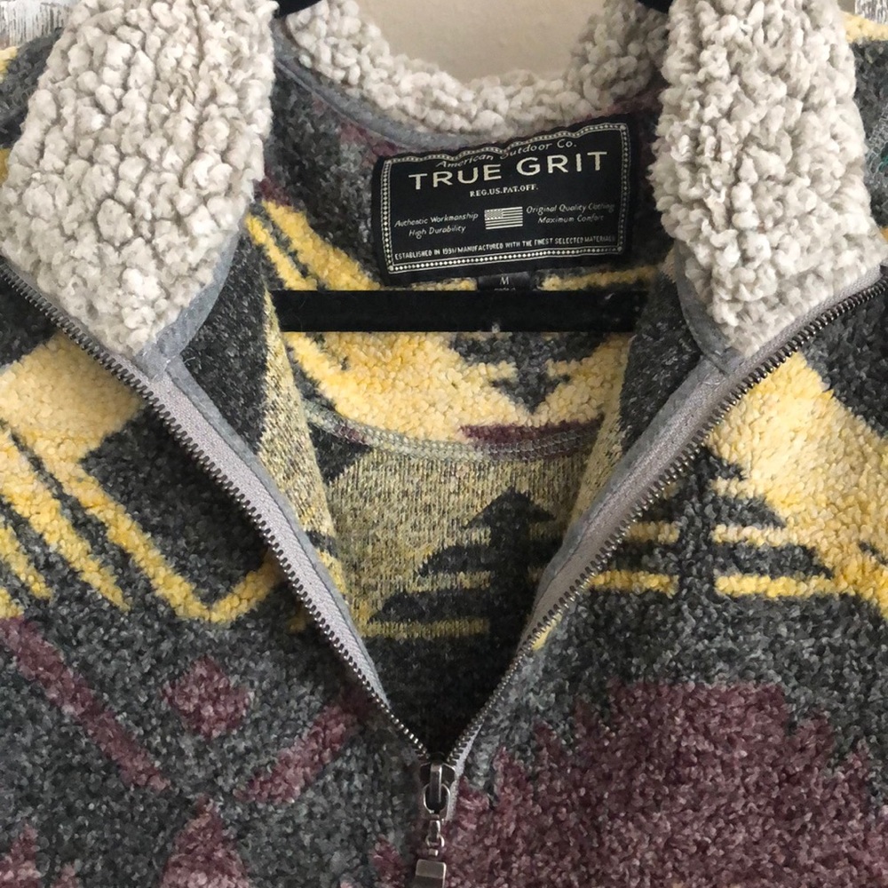 True Grit Aztec Pullover Half-Zip Pullover Rare - image 2
